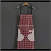 Textiles & Gardenwaterproof Polyester 1Pcs Striped Apron Woman Adult Bibs Home Cooking Baking Coffee Shop Cleaning Aprons Kitchen Aessory Dro