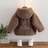 Jackets Hot Sales Winter Children Plush hooded jacket Boy Clothing 2 Colors Plaid Girls Coat England Style Mediumlong Singlebreasted Tre