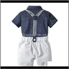 Conjuntos Bebê, Kids MaternityToddler Roupas Navy Estrelas Camisa Tops + Shorts Brancos Com Cinto Moda Roupas Set para Bebê Menino Curto Terno