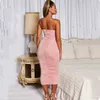 Sexiga kvinnor Bodycon Dress Slim Elegant Ruched Maxi Es Sommar Strapless Vit Baklösa 2 Layer Evening Party 210623