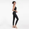 Sete pele sem encosto yoga sets elastic nua-sensação mulheres jumpsuit conjunto ginásio fitness sem mangas sportswear terno 210802