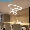 Lampadari Lampada a sospensione moderna Led 4 anelli Cerchio Lampadario a sospensione a soffitto Marrone Nero Loft Soggiorno Sala da pranzo Apparecchio di illuminazione per cucina