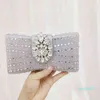 PEAFOWL Women Golden Champagne Silver color Crystal Clutch Evening Bags Wedding Bridal Handbags Party Dinner Diamond Purse