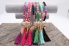 Foreign trade creative personality color soft pottery bracelet bohemian blank disc tassel keychain