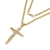 Gold Silver Chain Necklace For Men Jesus Piece Trendy 18K Plated Stainless Steel INRI Crucifix Cross Jewelry a50