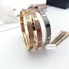 Women039s Sieraden Armbanden Armbanden Vol Diamanten Roestvrij Staal 3 Rij Steen Klassieke Bangle Armband Rosy Zilver Goud Maat 13405757