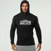 Fitness Mężczyzna Kulturystyka Z Długim Rękawem Z Kapturem T Shirt Man Sportswear T-shirt Męski Siłownia Odzież Workout Hoody Joggers Tshirt 210421