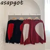 Tröja lös fullrund hals rött hjärta par tröjor pullovers kvinnor casual män svarta stickade toppar pull femme retro jumpers 210610