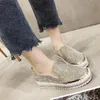 Mode Femmes Chaussures Habillées Luxueux Bas Tops Plateformes Baskets Célèbres Strass Slip-on Mocassins Décontractés Argent Noir Strass Designer Outdoor Run Walk Trainers