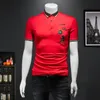 2023 New Men's Short Sleeve Tops Cotton Polo Shirts Embroidery Trend Plus Size Summer Lapel Printed Undershirts