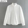 Zevidade Mulheres Moda Agaric Lace Stand Collar Branco Quimono Camisa Senhora Laço Crochet Blusa Blusa Roupas Chic Femininas Tops LS7398 210603