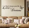 Naklejki ścienne Nie Dream Your Life Art Cytat Naklejki Home Decor Live Dreams