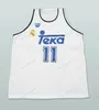 مخصص Retro Arvydas Sabonis #11 Teka Basketball Jersey Madrid Sitched Blue White Size S-4XL أي اسم ورقم أعلى جودة قمصان