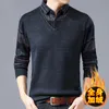 Maglioni da uomo Maglieria Falso da uomo Due pezzi Plus Collo della camicia invernale imbottito in velluto Versione coreana lavorata a maglia Giacca di mezza età