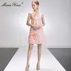 Mode Designer Jurk Zomer Damesjurk Mouwloze Beaded Geometry Print Korte jurken 210524