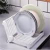 Hooks & Rails Foldable Dish Plate Drying Rack Organizer Drainer Plastic Storage Holder White Kitchen