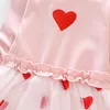 Sommar våren baby toddler söt faux-två hjärta design prinsessa tutu klänning långärmad klänningar 210528