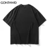 Gonthwid Streetwear Afligido camisetas Hip Hop Esqueleto Crânio Manga Curta T-shirts Punk Rock Gothic Tees Shirts Harajuku Tops 210629