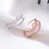 Moda Creative Crystal Leaves Cyrkon Pierścienie Dla Kobiet Romantyczny Love Promise Resizable Ring Biżuteria Ślubne Pierścionki Zaręczynowe X0715