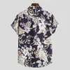 花のハワイアンシャツの男性夏の綿のリネン通気性メンズビーチシャツカジュアルな休日休暇アロハシャツキショイス3xl 210522