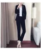 Pantaloni da donna professionali adatti ad alta qualità Blazer nero slim di grandi dimensioni in velluto dorato Casual ufficio in due pezzi 210527