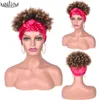 Parrucca corta afro crespa riccia con fascia 2 in 1 parrucche turbante per le donne nere Puff coulisse fibra resistente al calore Hairfactory diretta