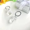 50st Baby Shower Favors Clear Crystal Pacifier med Silver Metal Circle i presentförpackning Nyfödd dop present Birthday Souvenir