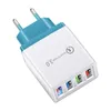 5V3A Fast Power Adapter USB 4USB Portar Adaptive Wall Charger Smart Laddning Rese Universal EU US Anslut OPP Pack Quality