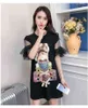 Runway Plus Size Women's Fashion Streetwear Spectacles Dress Girl Print Mesh Patchwork Butterfly Sleeve Klänningar Vestido 210514