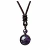 Natural Crystal Stone Ball Bead Handmade Pendant Necklaces With Rope Chain For Women Men Lucky Party Decor Jewelry