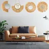 Mirrors Circle Wall Mirror Woven 40cm Hanging Art Straw For Makeup