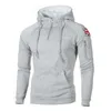 Herfst Rits Hals Hoody Sweatshirts Fleece Lange Mouw Heren Hoodies Sticker Pocket Winter Warmer Running Sportkleding 3XL 210813