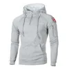 Sonbahar Fermuar Boyun Çizgisi Hoody Tişörtü Polar Uzun Kollu erkek Hoodies Sticker Cep Kış Isıtıcı Koşu Spor 3XL 210813