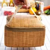 Storage Bags Portable Rattan-like Thickened Insulated Lunch Bag Large Capacity Warm Cooler HX5A