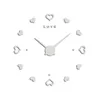 Wall Clocks 3D Clock Modern DIY Heart Shape Sticker Home Living Room 70-120cm Silver Black Decor