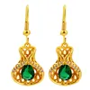 Rubis/émeraude créatif sac porte-bonheur longues boucles d'oreilles incrustées de Zircon 18k or jaune rempli femmes cadeau