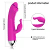 Doppio vibratore del coniglio del punto G Dispositivo di masturbazione femminile Bastone da massaggio vibrante a doppia testa in silicone Bastone AV orgasmo felice