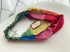 Designer Zijden Tulband Elastische Dameshoofdbanden Italië Merken Meisjes Regenboog Kleurrijke haarbanden Sjaal Haren Accessoires Geschenken Headwrap2671