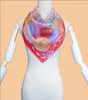 HuaJun 2 Store|| Japanese Girl Series "Flowers and Circles" 90 Handkerchief 100% Natural Silk Twill Handmade Crimping