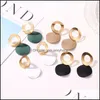 Stud Earrings sieraden Europees geometrisch ronde stuk Irregar Hollow Circle Gold Ear Drop for Women Business Ally Mode Oorring ornamenten