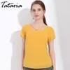 TATARIA Womens Chiffon Blouses Femme Casual O-Neck Short Sleeve Woman Tops Summer Ladies Shirts Blusas Sexy Slim Camicetta Donna 210514