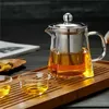 Clear Heat Resistant Clear Glass Teapot Jug W Infuser Coffee Leaf Herbal Pot Flower Teapot Milk Juice Container