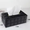 Högklassig Luxurys Diamond Inlaid Car Leather Tissue Box Car Suction Box European Style Creative Home Servett Box1879259