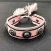Marque Fateama Beau bracelet de rivet tressé en fil de coton mélangé pour tous les bijoux poper populaires meilleur cadeau