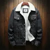 겨울철 남성 남성 따뜻한 데님 코트 패션 카우보이 겉옷 라이너 두꺼운 양털 재킷 블랙 블루 플러스 크기 6xl 210909
