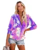 Herfst Tie Dye Vrouwen Hooded Jassen Casual Trekkoord Rits Up Pockets Oversize Uitloper Gradient Lange Mouwjassen 210526