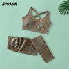 SVOKOR Yılan Desen Spor Seti Kadınlar Seamlyoga Set Egzersiz Spor Giyim Koşu FunTleggings Tracksuit X0629