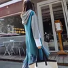 Streetwear Hoodie Dress Mulheres Assimétrica Suéter Malha Retalhos Colorblock Long Midi Outono 210427