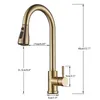 Kitchen Faucet Golden Mixer Tap 360 Degree Rotation Stream Sprayer Pull Out Deck Mounted Kitchen Sink Cold Mixer Taps Crane 210719