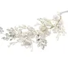 SLBRIDAL Handgjord Alloy Wired Rhinestones Crystal Pearls Bröllop Headband Bridal Vine Hair Tillbehör Kvinnor Smycken